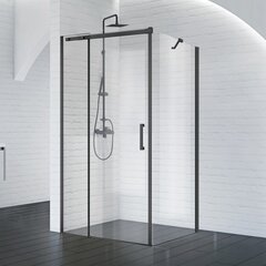 BelBagno ACQUA-AH-1-120/90-C-NERO Душевой уголок прямоугольный. Одна раздвижная дверь. Стекло 8 мм, прозрачное, чёрное фото