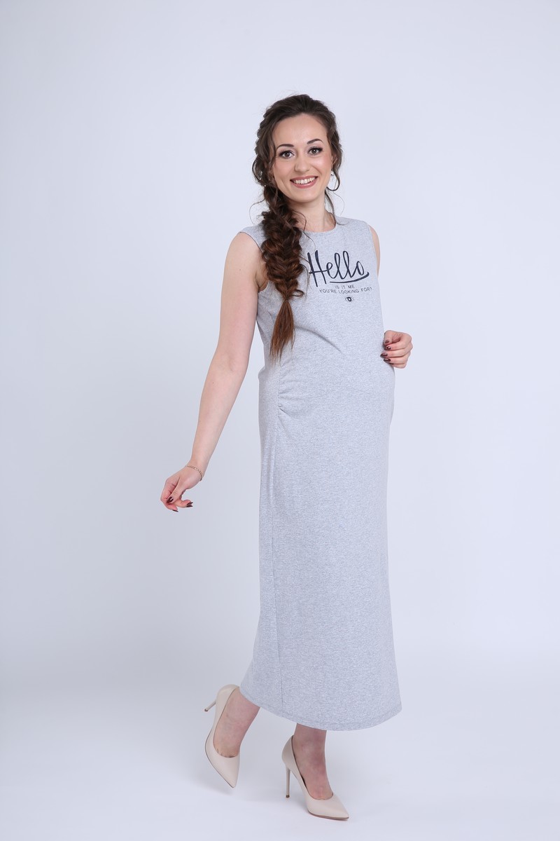 Фото платье для беременных MAMA`S FANTASY, длинное, трикотажное от магазина СкороМама, серый, размеры.