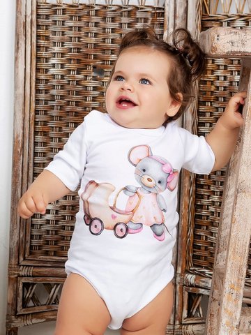 Боди с коротким рукавом "Мышка с коляской"
