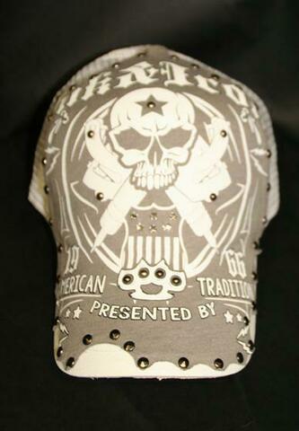 Rush Couture | Бейсболка мужская INK IRON SKULL WHITE HAT RC178 перед