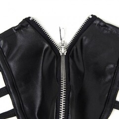 Кожаные мужские стринги Ohyeah Zipper Black, на молнии со стрепами, M