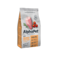 Cухой корм для взрослых собак мелких пород AlphaPet Superpremium Monoprotein (АльфаПет) из индейки, 1,5 кг