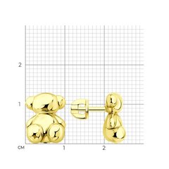 93022499 -Серьги-пусеты Bear (мишки дутые) из серебра 925 пробы, золото вермель
