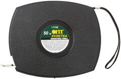 Рулетка 50 м, черный закрытый пластиковый корпус, стальная лента, 17750