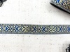 Тесьма жаккард, ш. 2 см, василёк с золотом