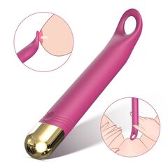 Розовый вибратор с отверстием для стимуляции клитора - 18,2 см. - 