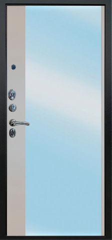 Теплая дверь входная Алекс дорс Х 10 Магнум зеркало, 2 замка, 1,7 мм металл, (черный муар+милк софт) #3