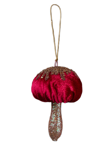 Елочная игрушка Гриб 8х18см ChristmasDeLuxe бордовый