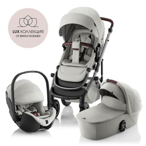 Комплект 3в1 коляска SMILE 5Z LUX Linen Grey + Детское автокресло BABY-SAFE PRO LUX I Linen Grey
