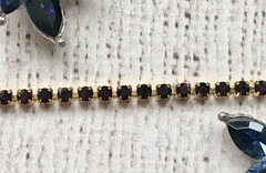 Цепь стразы, ss 12, ш. 3 мм, тёмно-бордовый в золоте