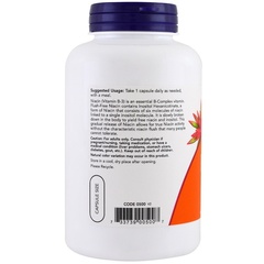 Now Foods, Ниацин двойной концентрации, не вызывающий покраснений, 500 мг, 180 растительных капсул