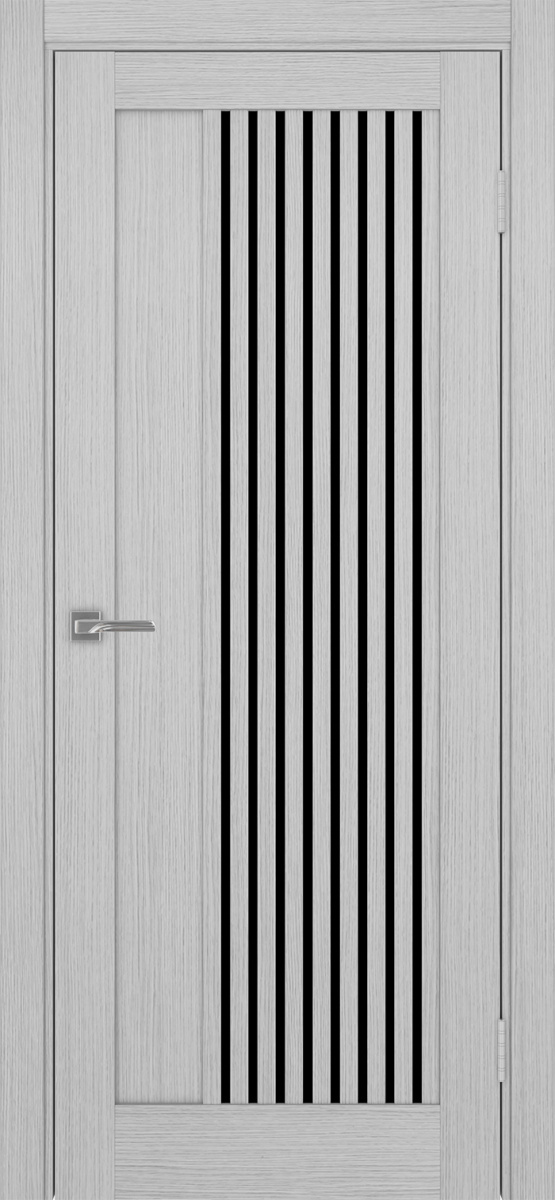 Дверь межкомнатная Оптима Порте Турин 544.12, цвет серый дуб, экошпон, стекло лакобель черное