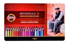 Набор художественных акварельных карандашей MONDELUZ OLD MAN 36 цветов в металлической коробке
