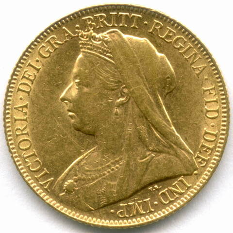 1 соверен Великобритания (Виктория) 1899 г. Золото. XF