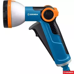 GRINDA X-8, с регулятором напора, 8 режимов, курок спереди, двухкомпонентный, поливочный пистолет, PROLine (8-427145)