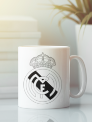 Кружка с эмблемой FC Real Madrid (ФК Реал Мадрид) белая 004