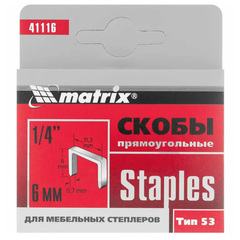 Скобы для мебельного степлера тип 53, 6 мм, 1000 шт. Matrix в интернет-магазине ЯрТехника