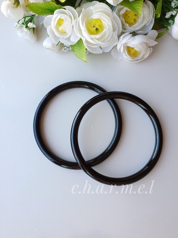 Black plastic bag handles 12 cm, 2 pcs