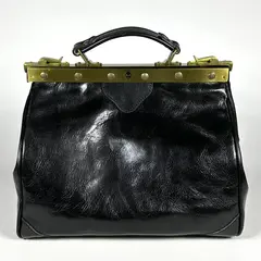 Ретро-саквояж из натуральной кожи черного цвета