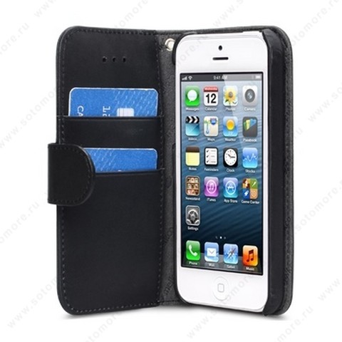 Чехол-книжка Melkco для iPhone 5sE/ 5s/ 5C/ 5 Leather Case Wallet Book Type Craft LE Prime Horizon (Black Wax)