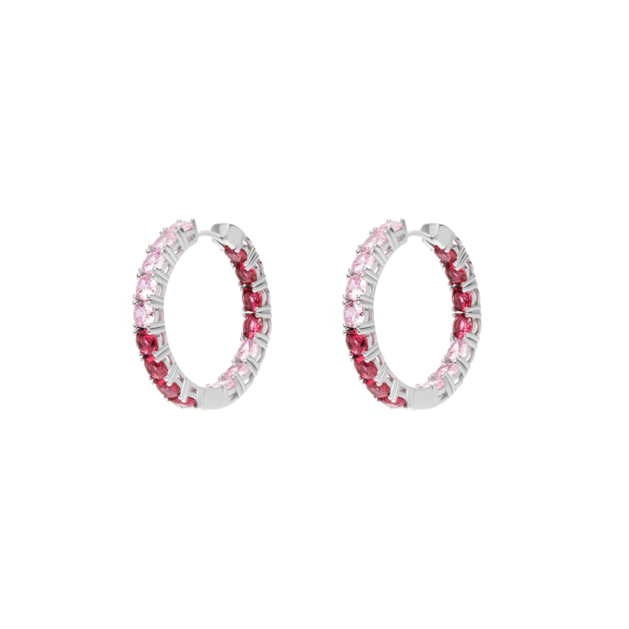 MOUNSER Серьги Silver Crystal Hoop Earrings – Hibiscus open hoop earrings