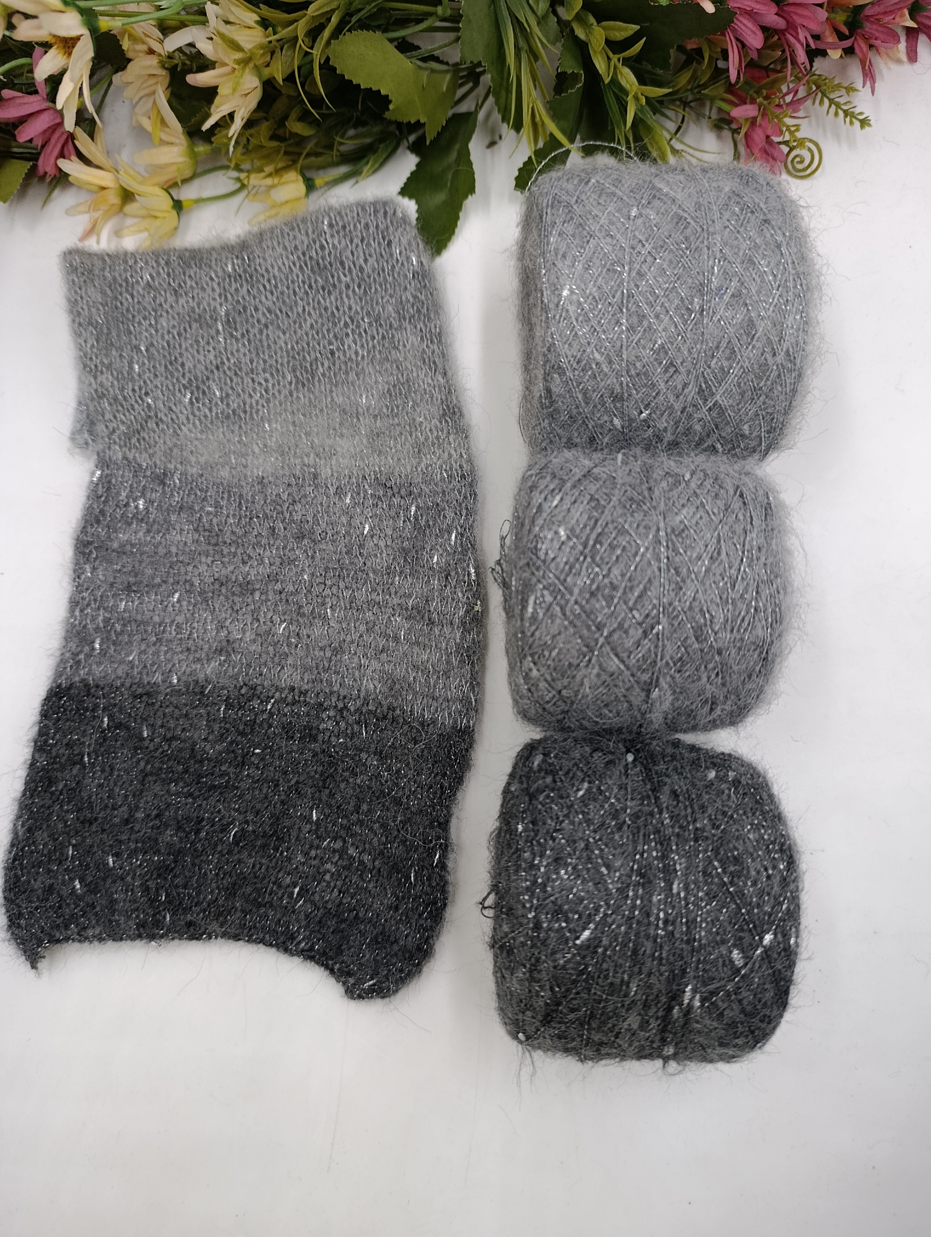 Набор Ombre Grey альпака Pachino brush с люрексом Nodino 240гр