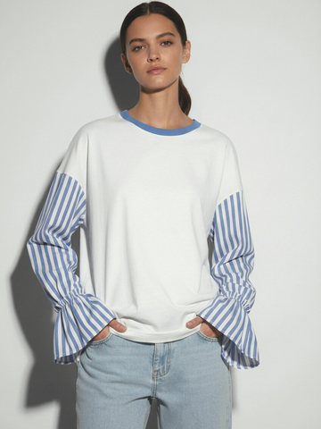 Лонгслив оверсайз GAMES женский Полоска Синяя