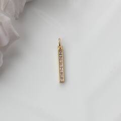 Подвеска Палочка с фианитами 19*2 мм, позолота, П460