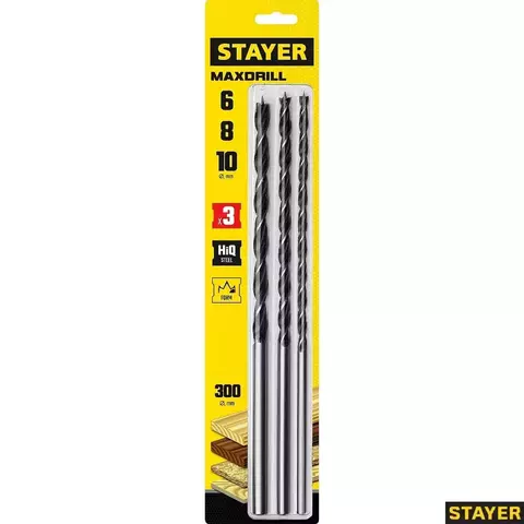 STAYER Maxdrill 3 шт., 6-8-10 х 300 мм, набор сверл спиральных по дереву (2943-300-H3_z01)