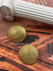 Серьги золотистые круглые рельефные