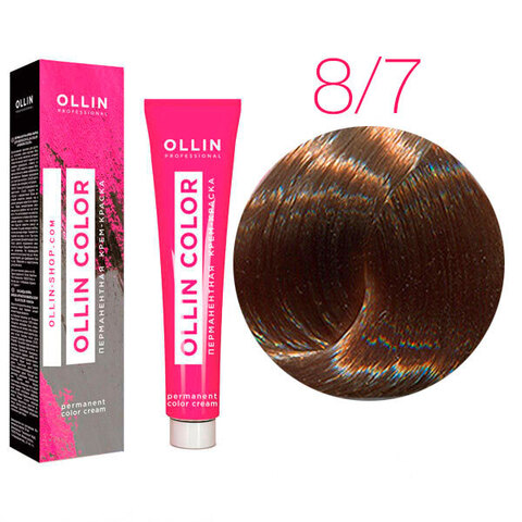 OLLIN Color 8/7 (Светло-русый коричневый) - Перманентная крем-краска для волос