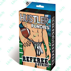 Полосатые стринги из коллекции Hustler Fundies с декоративной подвеской-свистком