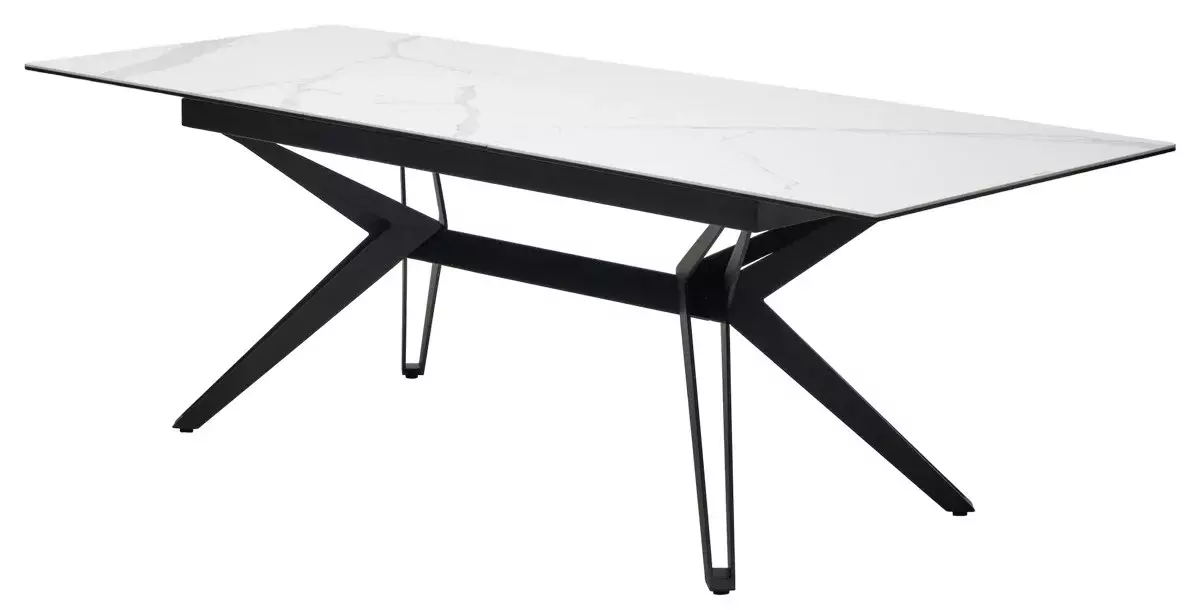 Стол URBINO 180 MATTE STATUARIO Белый мрамор матовый, керамика/ черный каркас, DISAUR