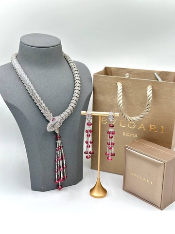 Колье Змея и серьги Bvlgari красные