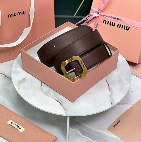 Кожаный ремень Miu Miu, темно-коричневый