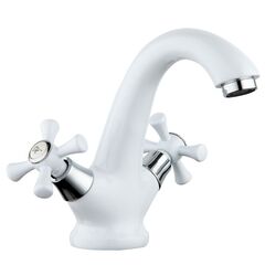 Смеситель для раковины, Frud, корот изл, с кран-буксой, бел, R10332