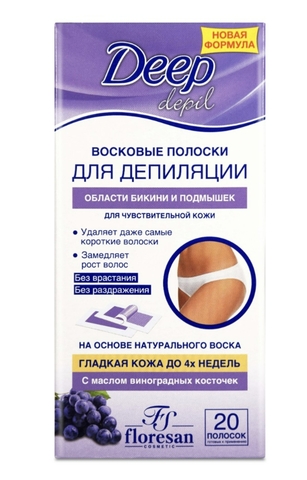 Флоресан Deep depil Восковые полоски для депиляции области бикини и подмышек, 20шт