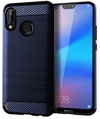 Защитный чехол синего цвета для Huawei P20 Lite, серии Carbon от Caseport