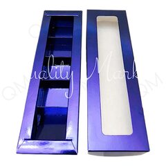Коробка для 5 конфет с вклеенным окном 235*70*30 мм  (синяя), 10 шт