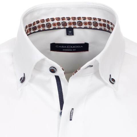 Сорочка мужская Casamoda Modern Fit 323938000-000 белая с контрастной отделкой