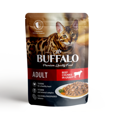 Mr. Buffalo Adult пауч для кошек Говядина в соусе 85г