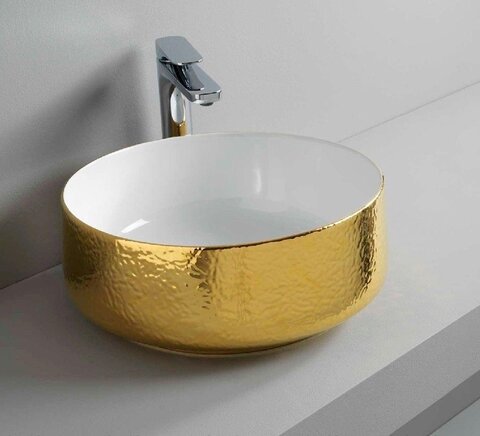 COL001 01 69 Artceram COGNAC Раковина настольная  42 см, цвет белый/золото матовое (Sanded gold bicolor) (НЕ производится!)