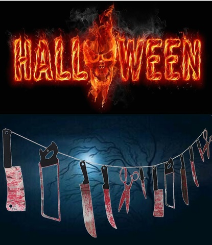 Ужасы декорация Гирлянда Кровавые ножи — Halloween Garland Bloody Knives