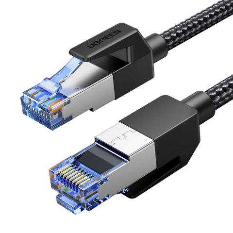 Кабель UGREEN NW153 (80433) Cat8 CLASSⅠF/FTP Round Ethernet Cable With Braid 5м черный