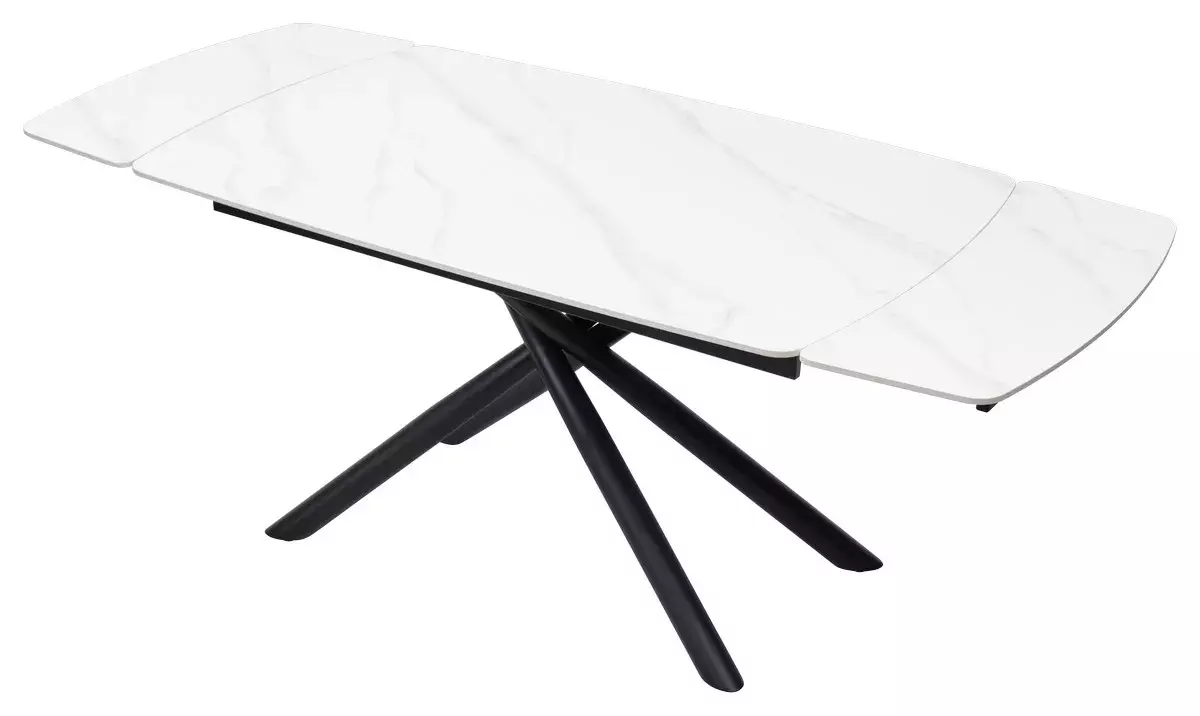 Стол RIVOLI 140 MATT WHITE MARBLE SOLID CERAMIC / BLACK, DISAUR