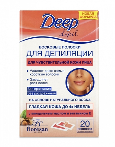 Флоресан Восковые полоски Deep depil для депиляции чувствительной кожи лица, 20 шт 9464057