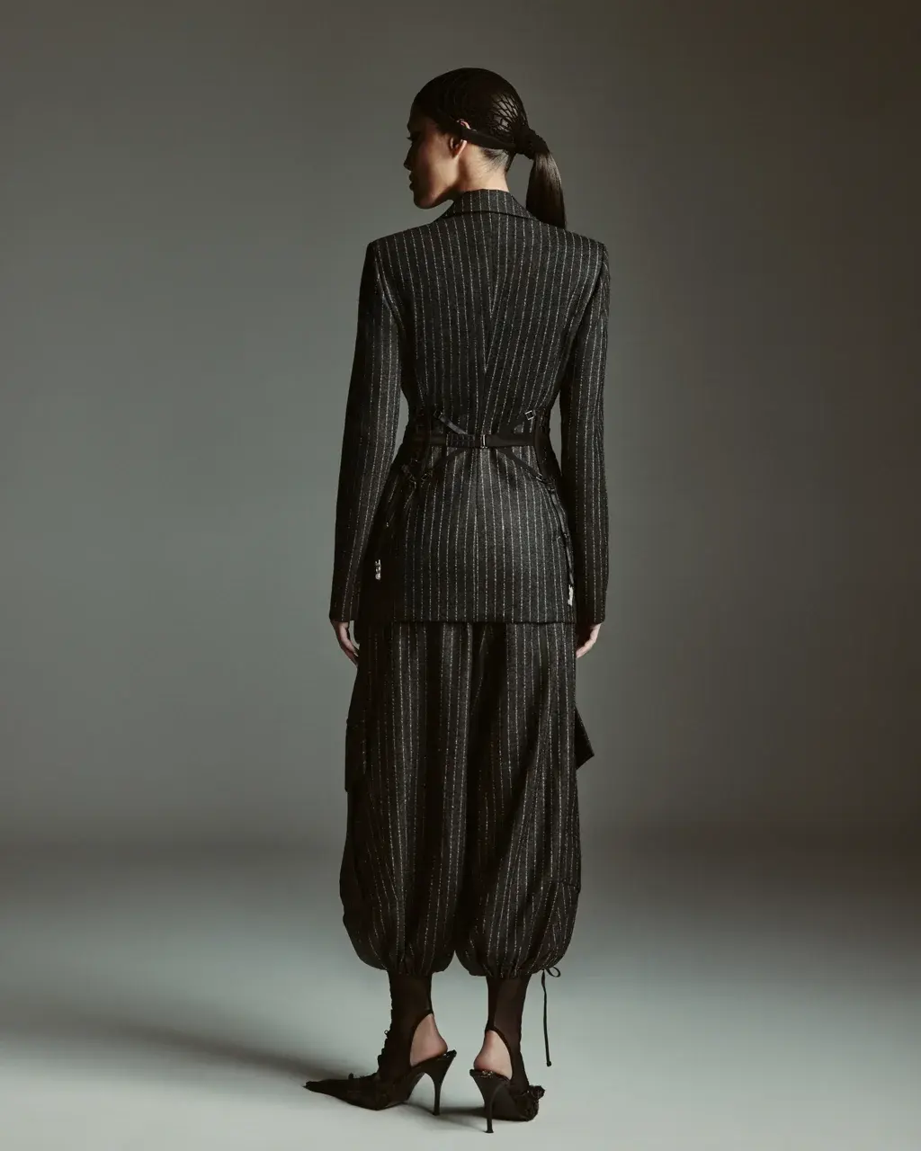 Бриджи из шерти в полоску М, Серые