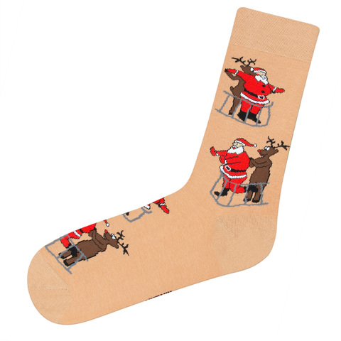 Носки с Сантой бежевые