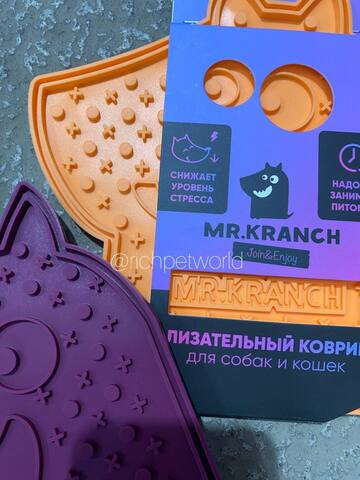 Лизательный коврик Mr.Kranch для медленного поедания силиконовый 20*20 см на присосках