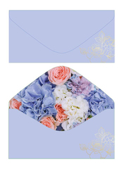 Открытка-конверт, без надписи, Сиреневый, Софт тач, 8,3*16,8 см, 5 шт.